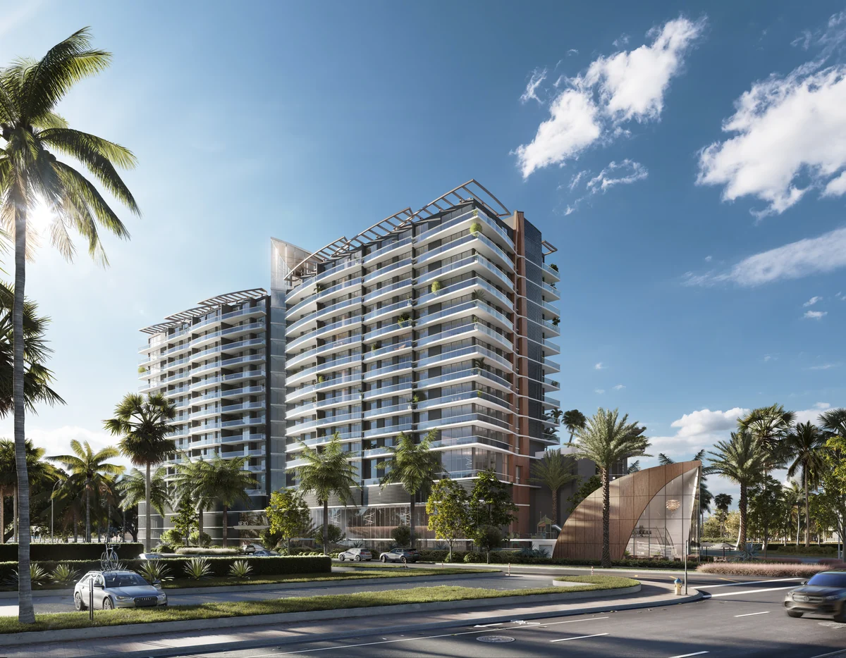 Arquitectura residencial entre palmeras en el sur de Florida